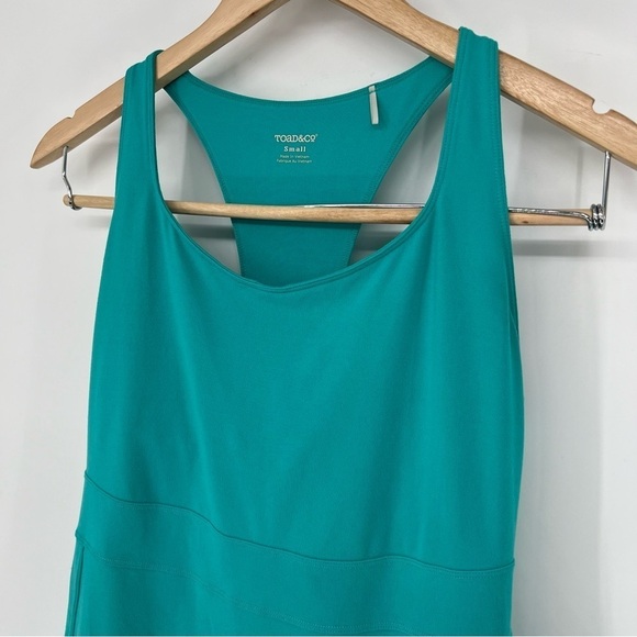 Toad&Co Dress Womens Small Tech Tomboy Racerback Shelf Bra Pocket Stretch Teal - Picture 2 of 12